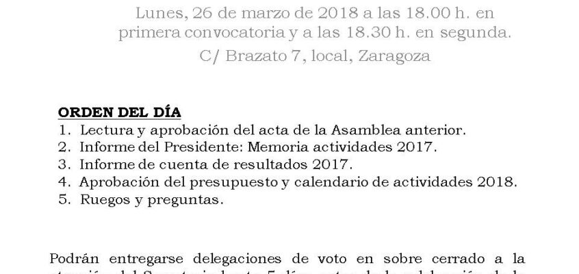 Convocatoria Asamblea General de Socios