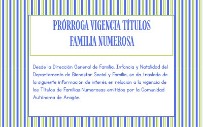 PRÓRROGA VIGENCIA TÍTULOS FAMILIA NUMEROSA